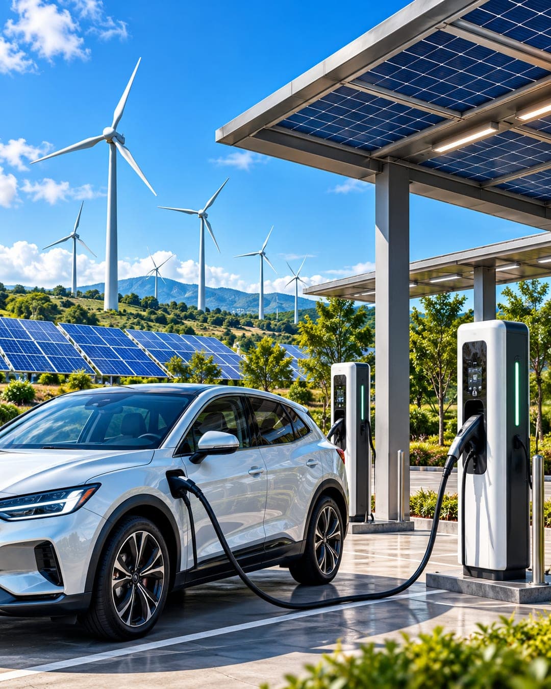 Turbinas eólicas e painéis solares